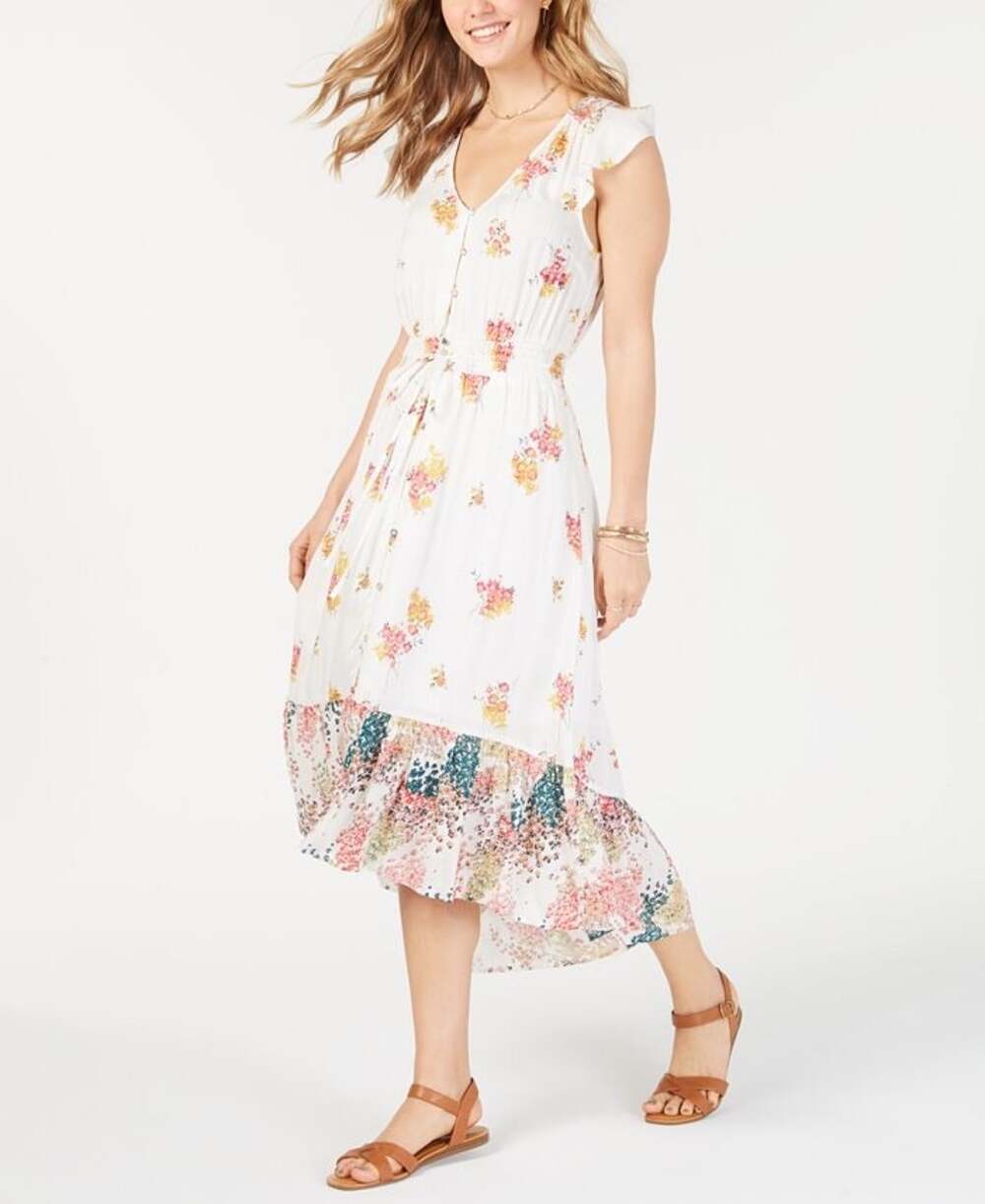 Lucky Brand Felice Floral Print High-Low Midi Dress High Low Size XS
